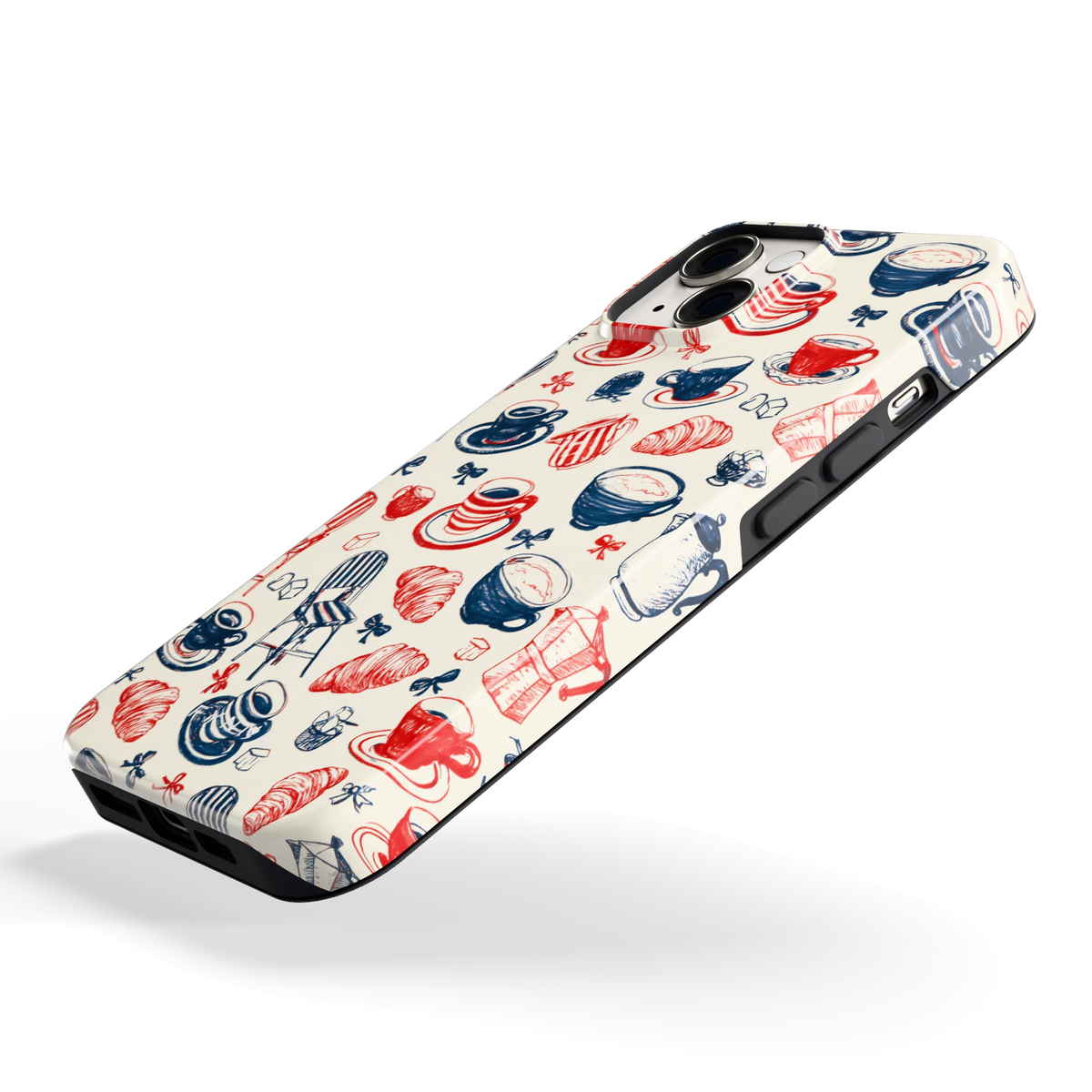 Café Tafel hoesje voor iPhone 14, schuin