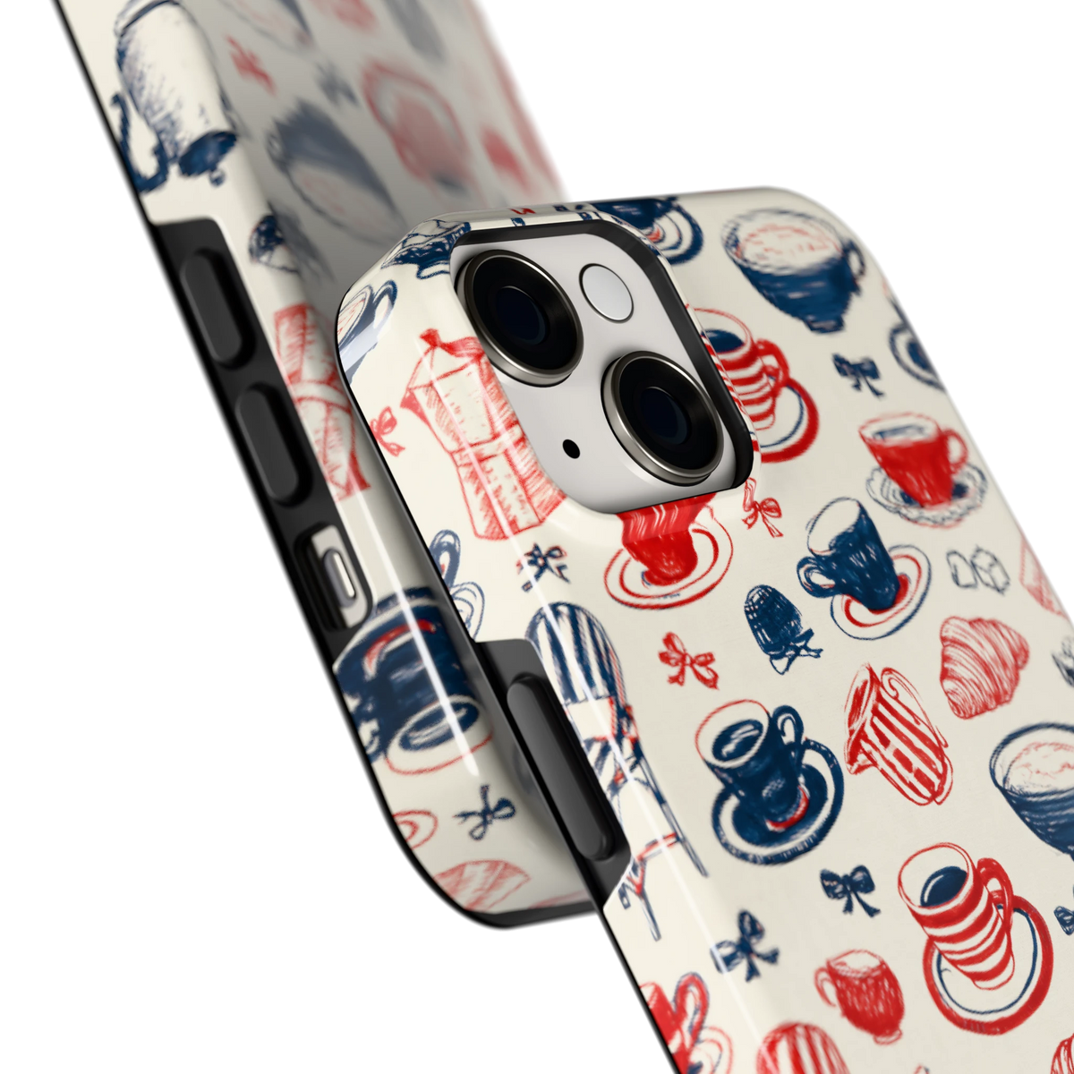 Café Tafel hoesje voor iPhone 14, close-up