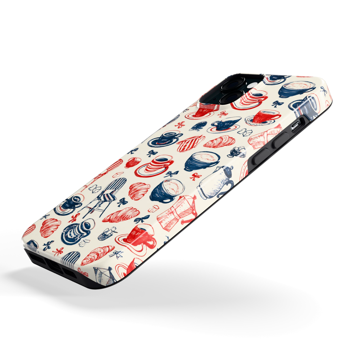 Café Tafel hoesje voor iPhone 15 Plus, schuin