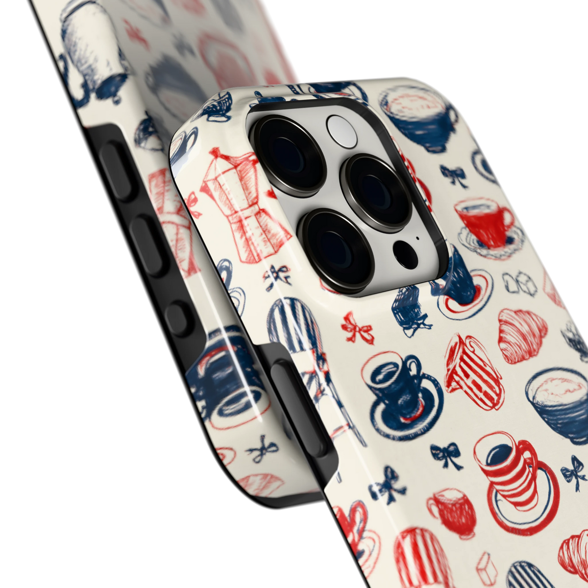 Café Tafel hoesje voor iPhone 15 Pro, close-up