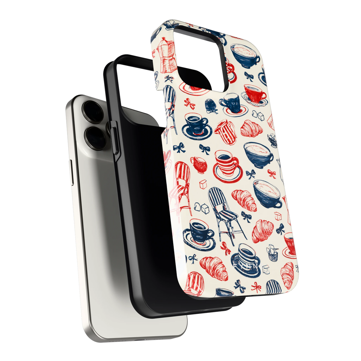 Café Tafel hoesje voor iPhone 15 Pro Max, los van de telefoon