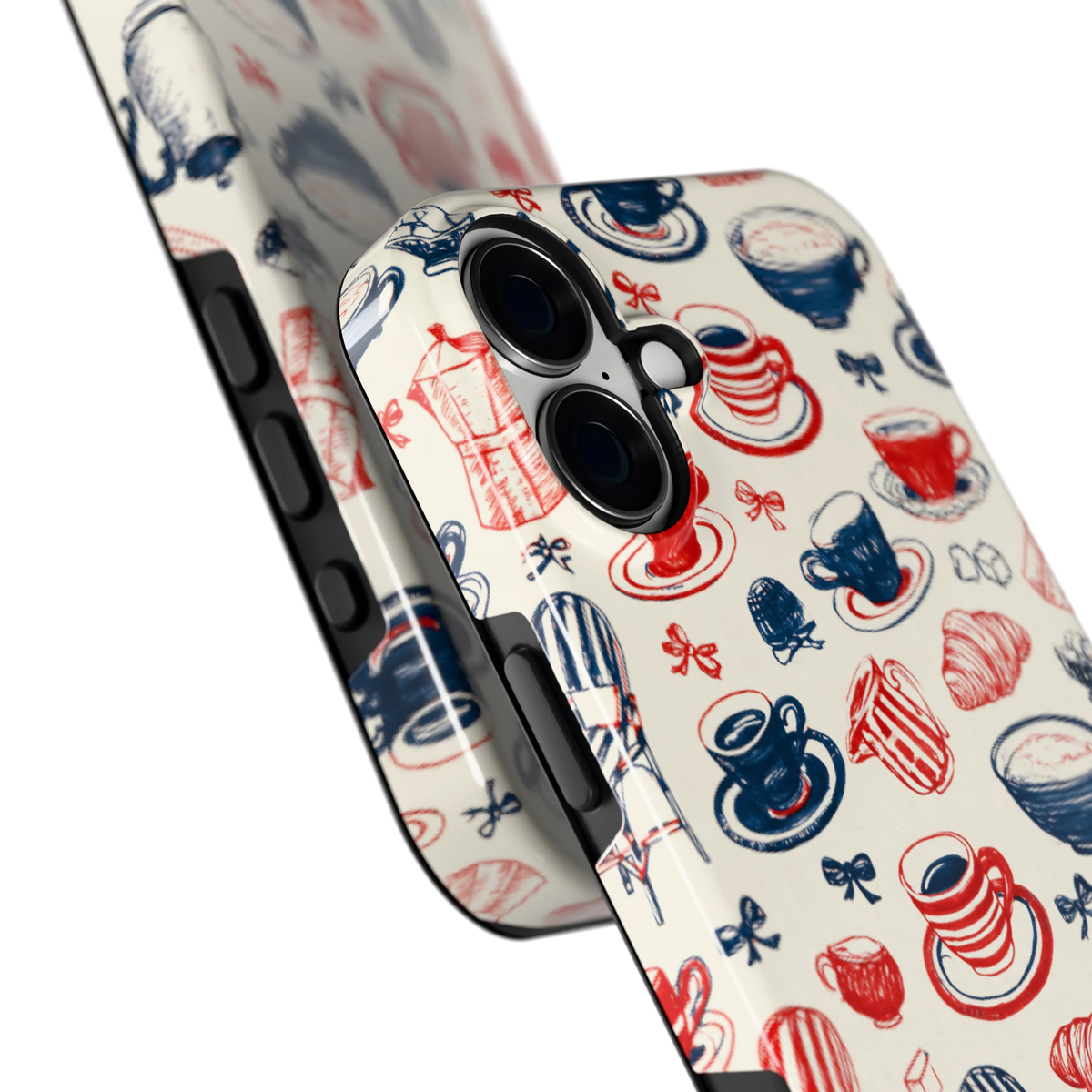Café Tafel hoesje voor iPhone 16 Plus, close-up