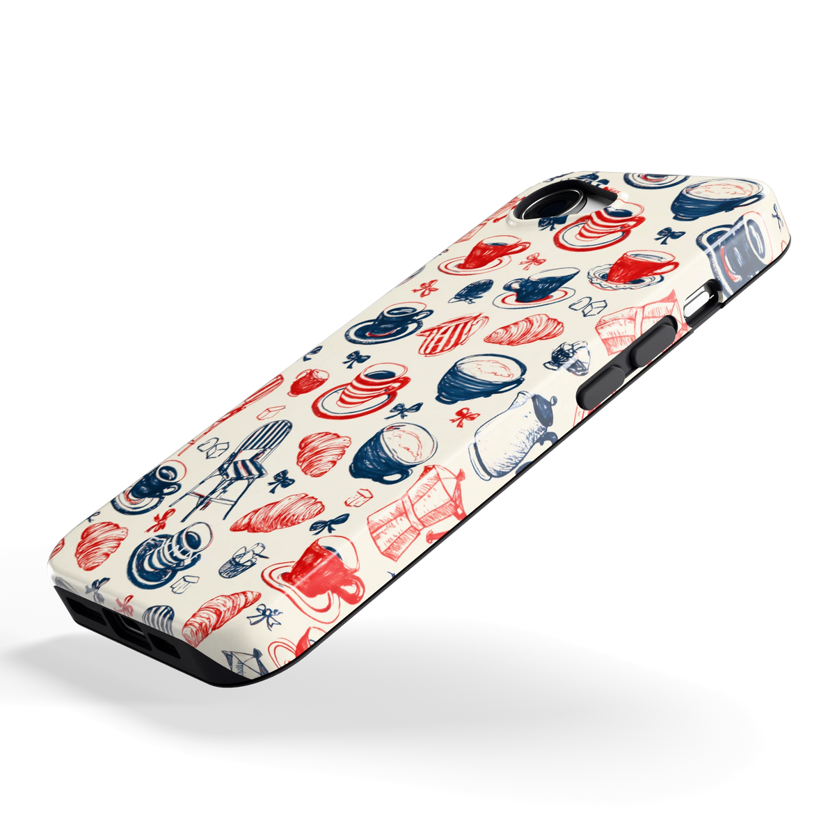 Café Tafel hoesje voor iPhone 16e, schuin