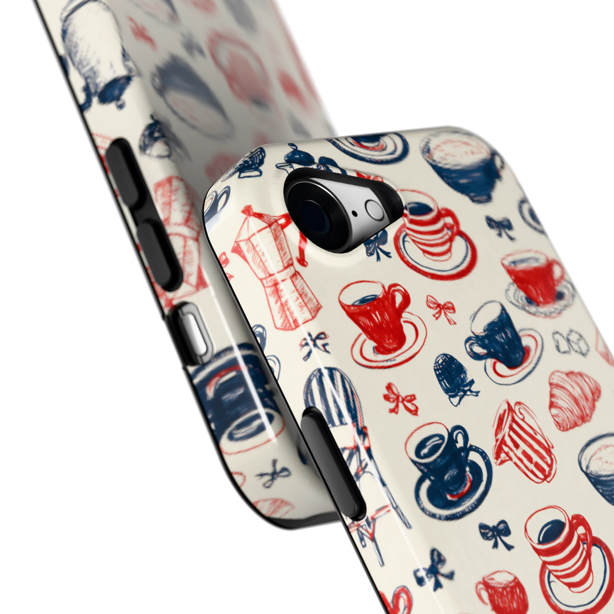 Café Tafel hoesje voor iPhone 16e, close-up