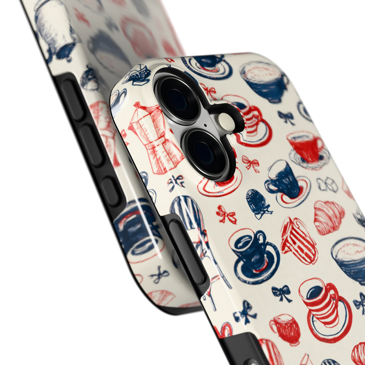 Café Tafel hoesje voor iPhone 17, close-up