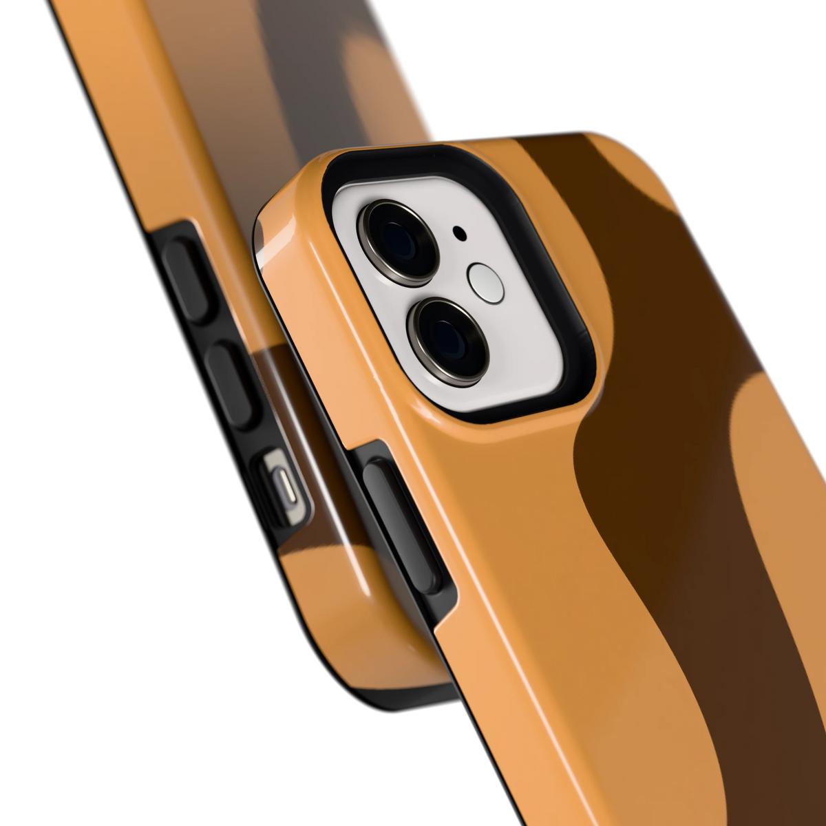 Karamel Vlekken hoesje voor iPhone 12, close-up
