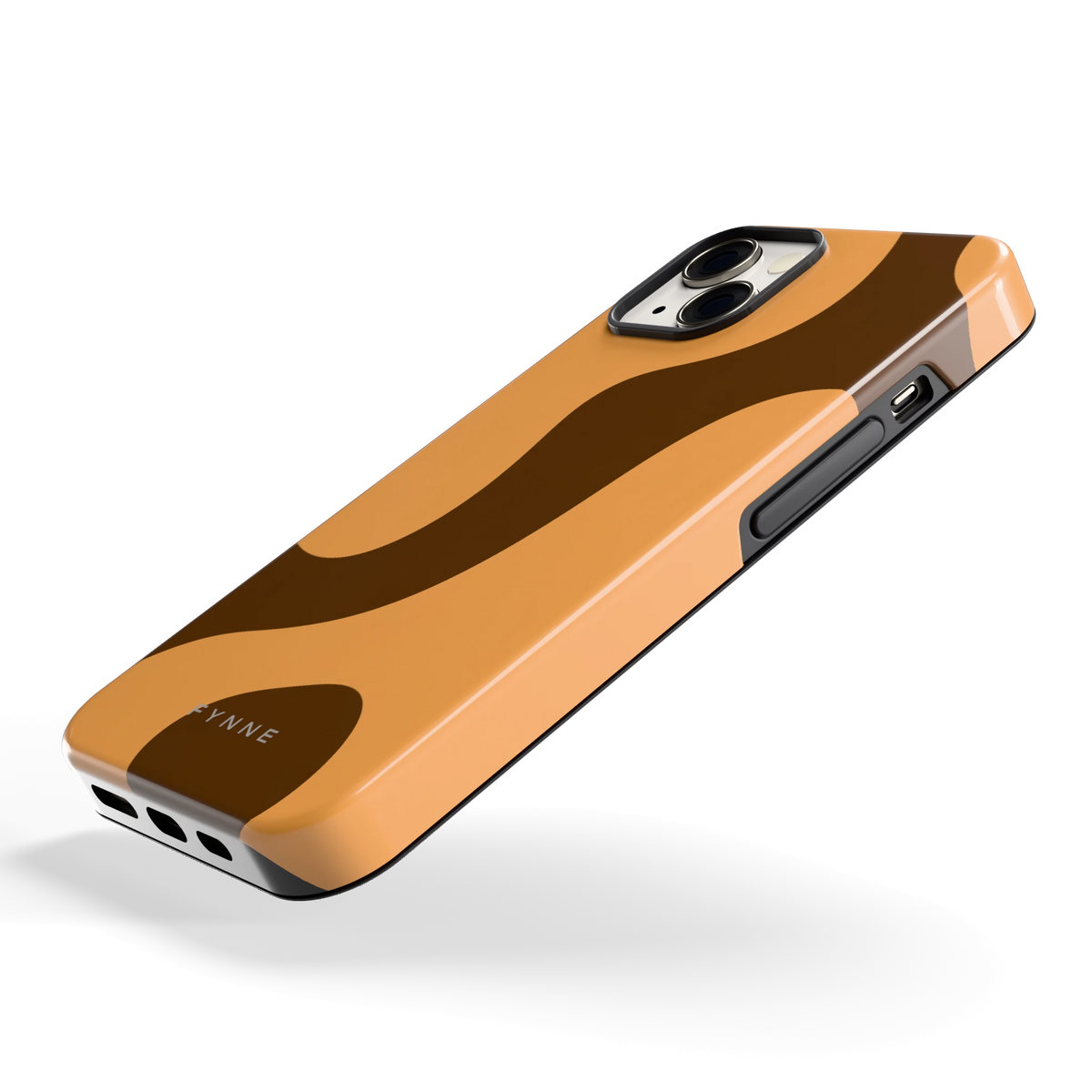 Karamel Vlekken hoesje voor iPhone 13, schuin