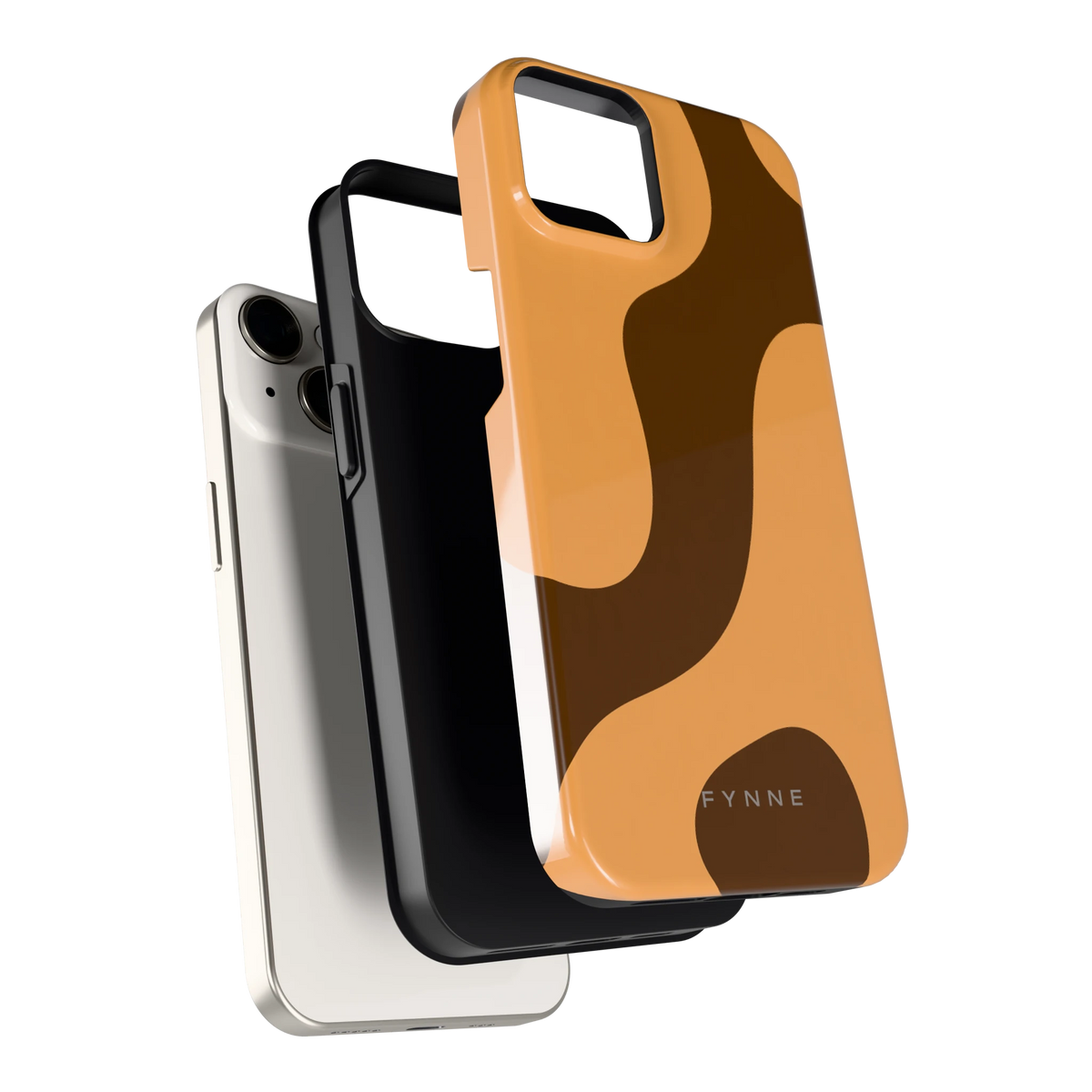 Karamel Vlekken hoesje voor iPhone 14, los van de telefoon