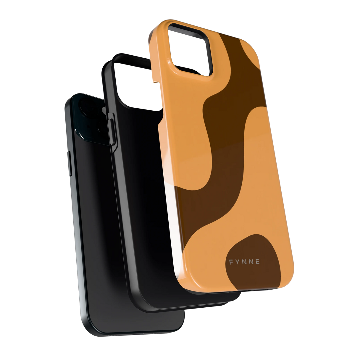 Karamel Vlekken hoesje voor iPhone 15 Plus, los van de telefoon