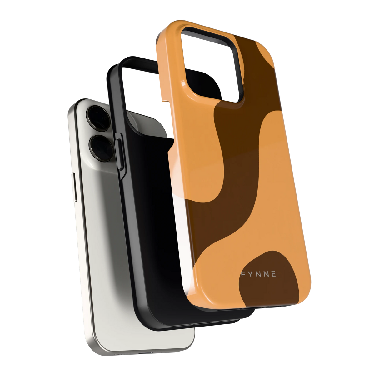 Karamel Vlekken hoesje voor iPhone 15 Pro, los van de telefoon