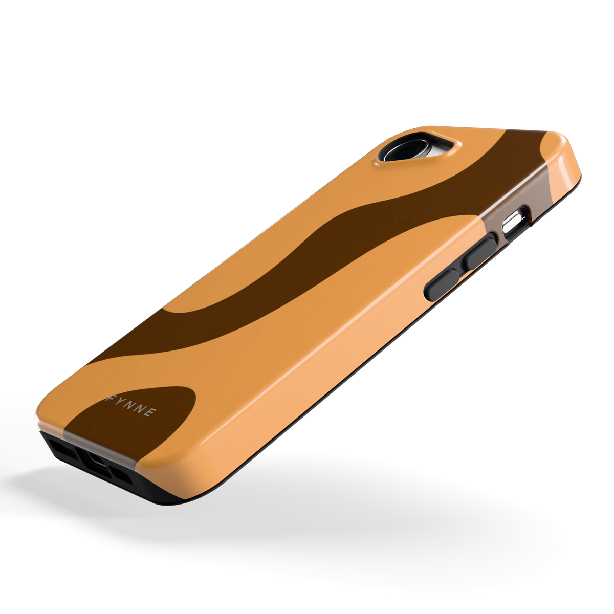 Karamel Vlekken hoesje voor iPhone 16e, schuin