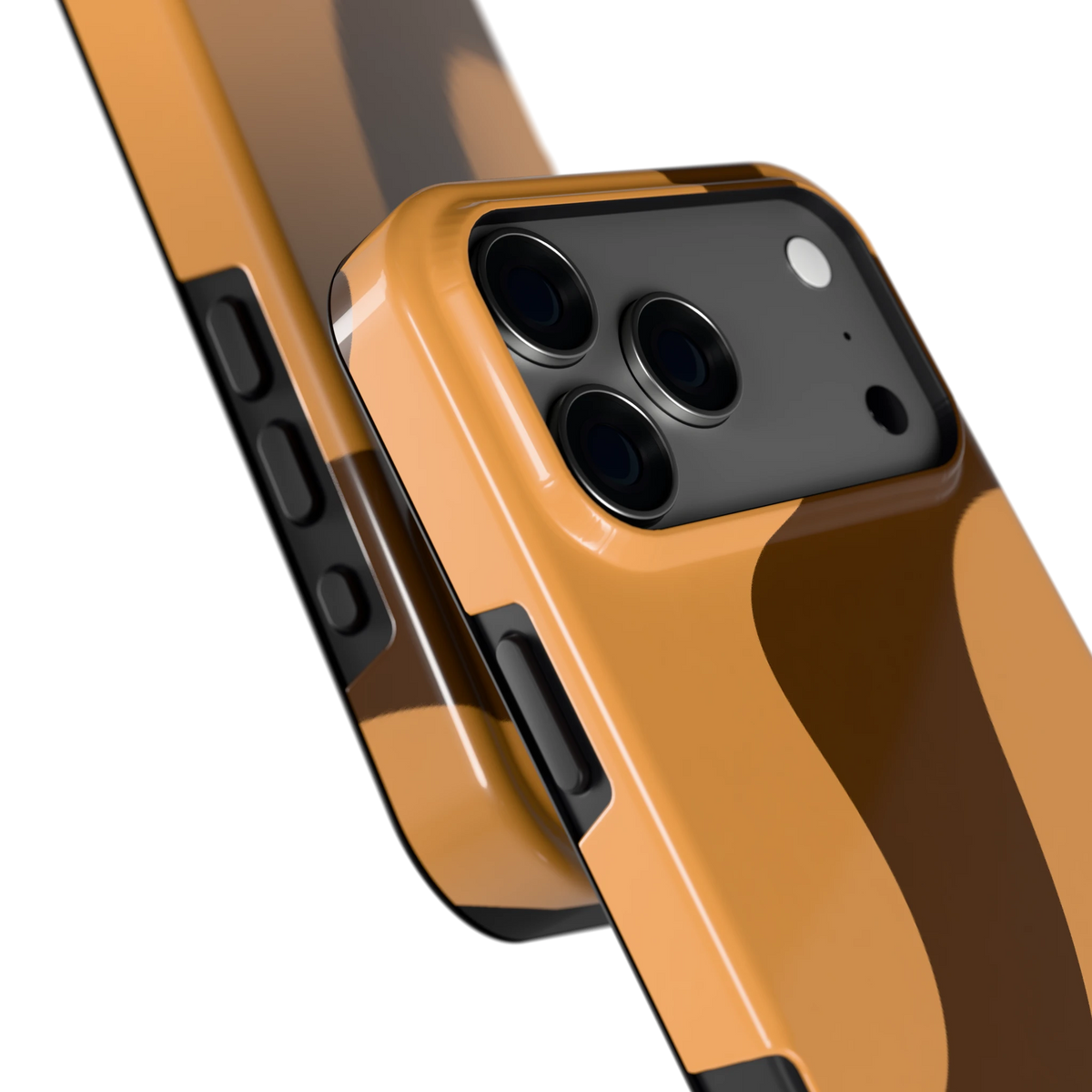 Karamel Vlekken hoesje voor iPhone 17 Pro Max, close-up