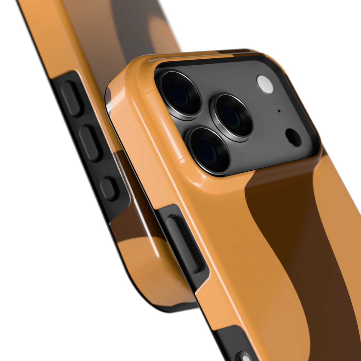 Karamel Vlekken hoesje voor iPhone 18 Pro, close-up