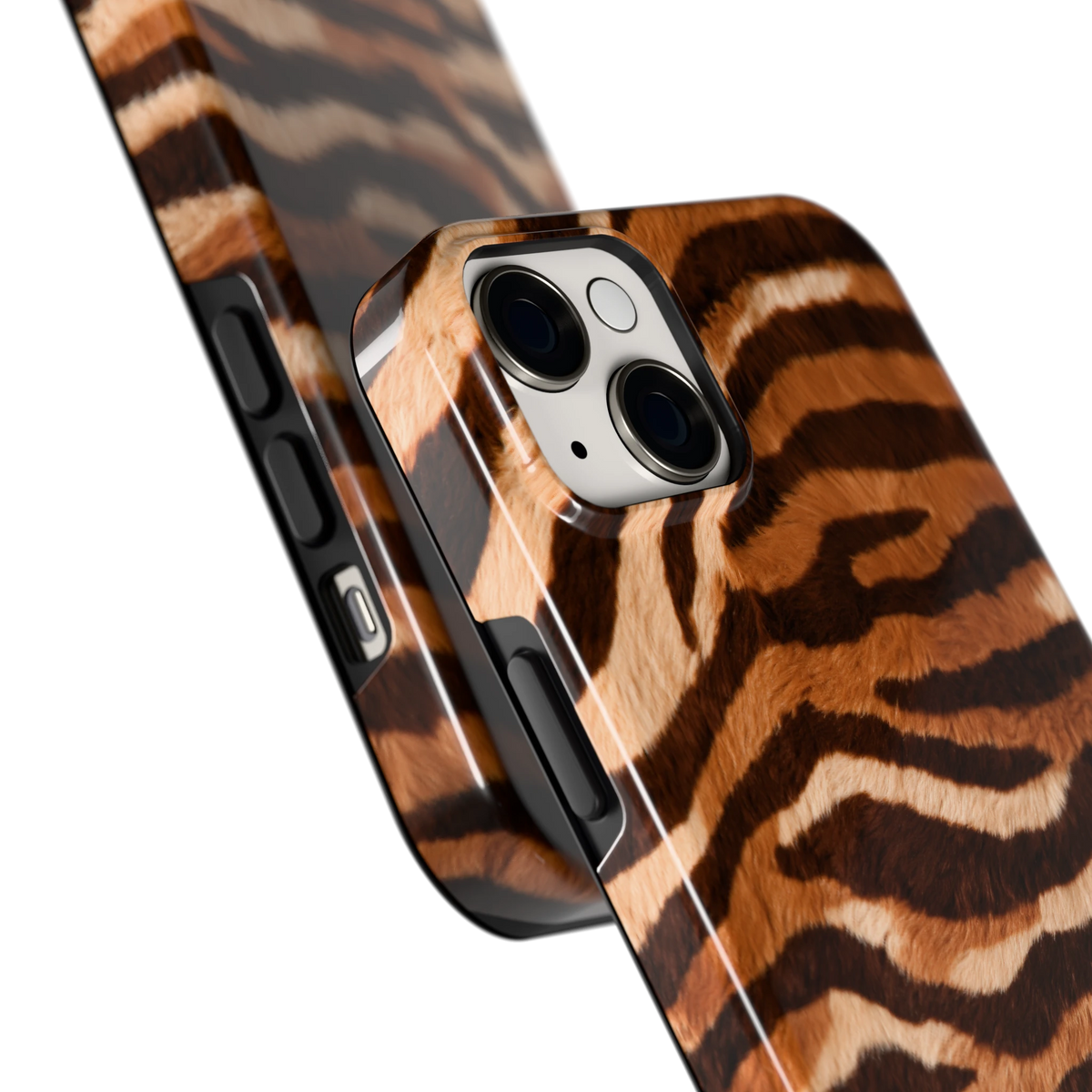 Caramel Zebra hoesje voor iPhone 14 Plus, close-up