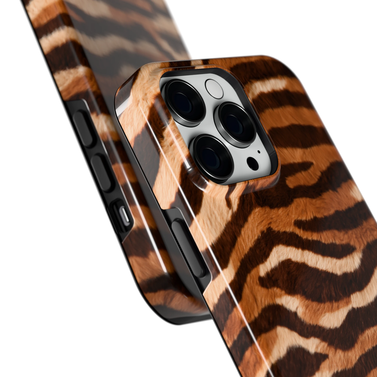Caramel Zebra hoesje voor iPhone 14 Pro Max, close-up