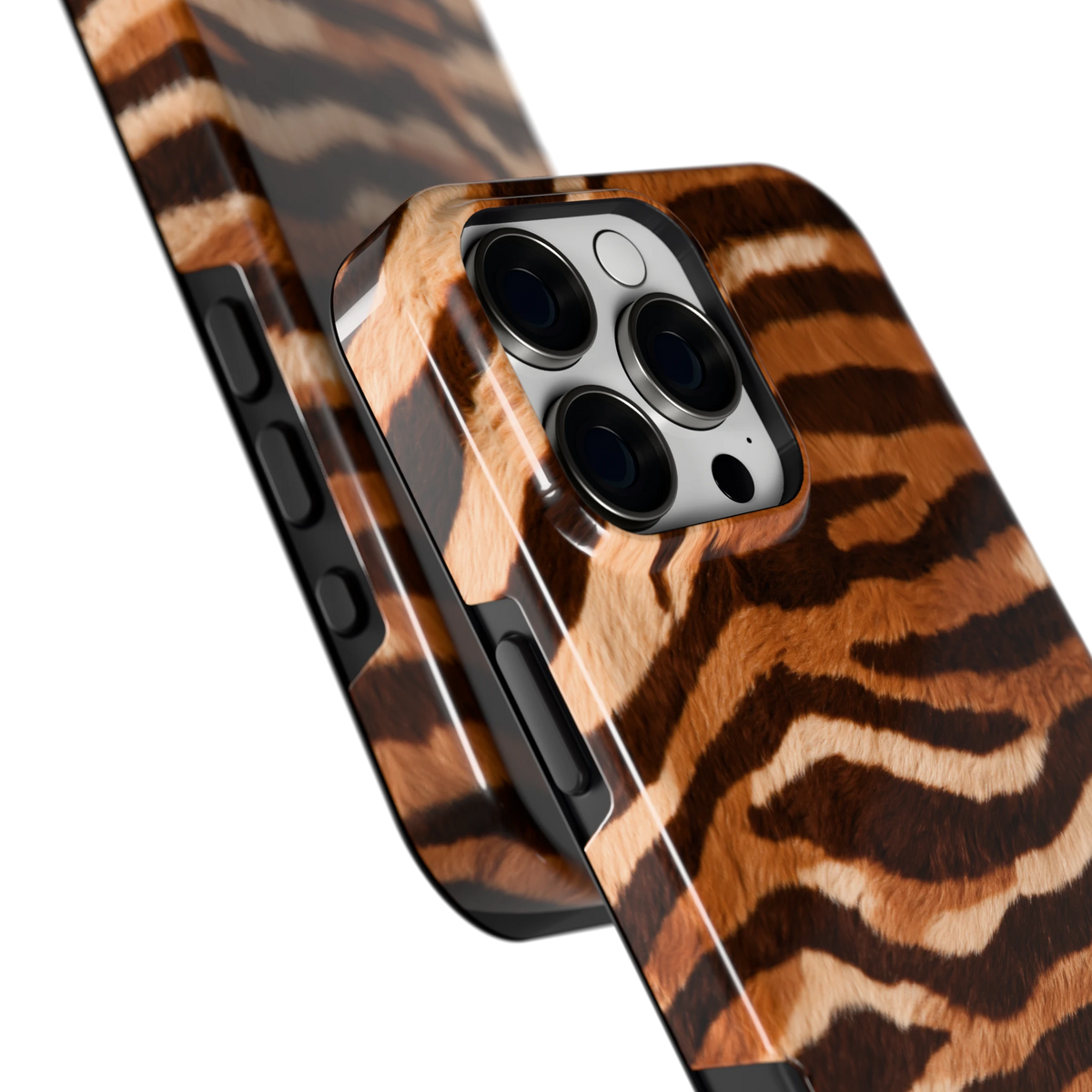 Caramel Zebra hoesje voor iPhone 16 Pro Max, close-up