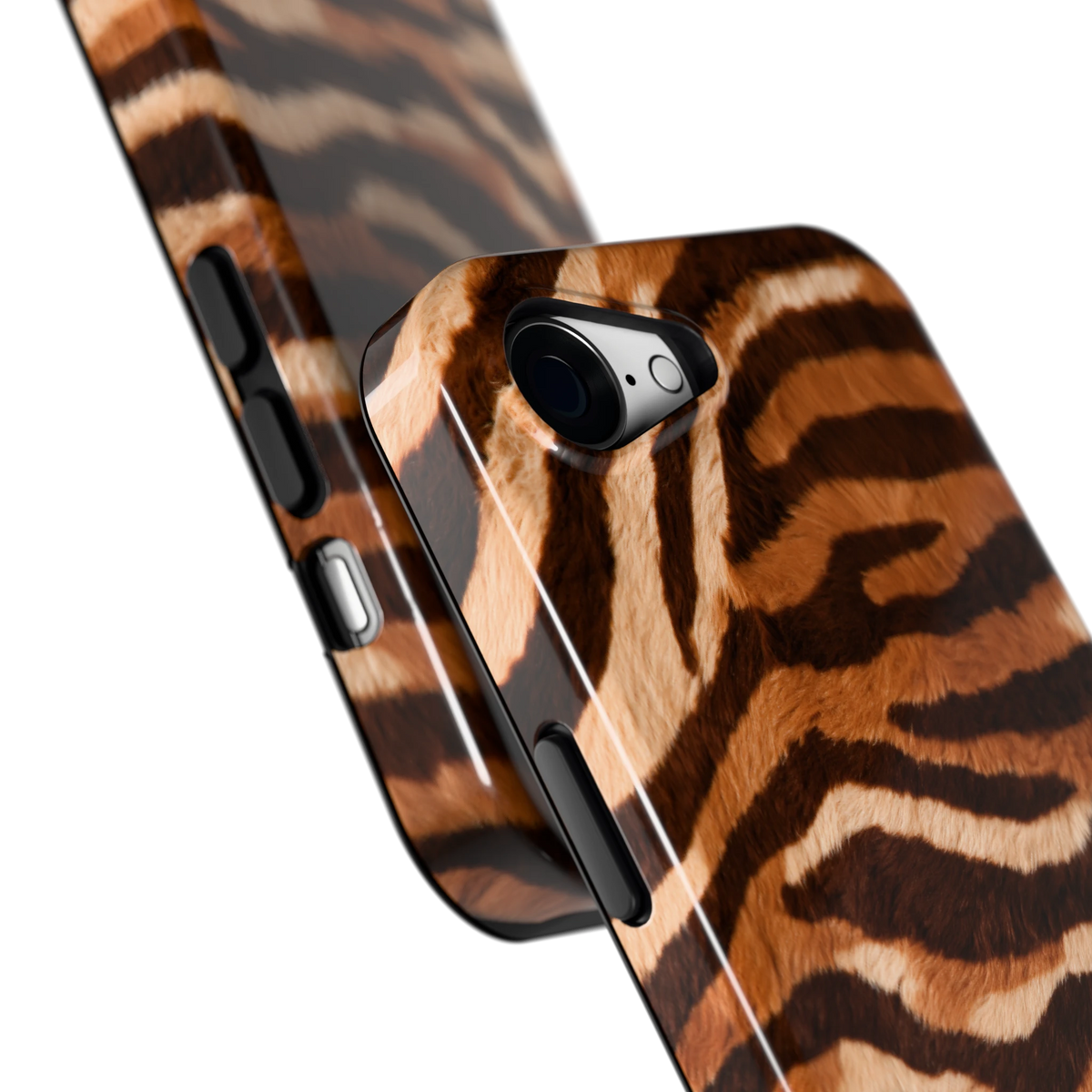 Caramel Zebra hoesje voor iPhone 16e, close-up