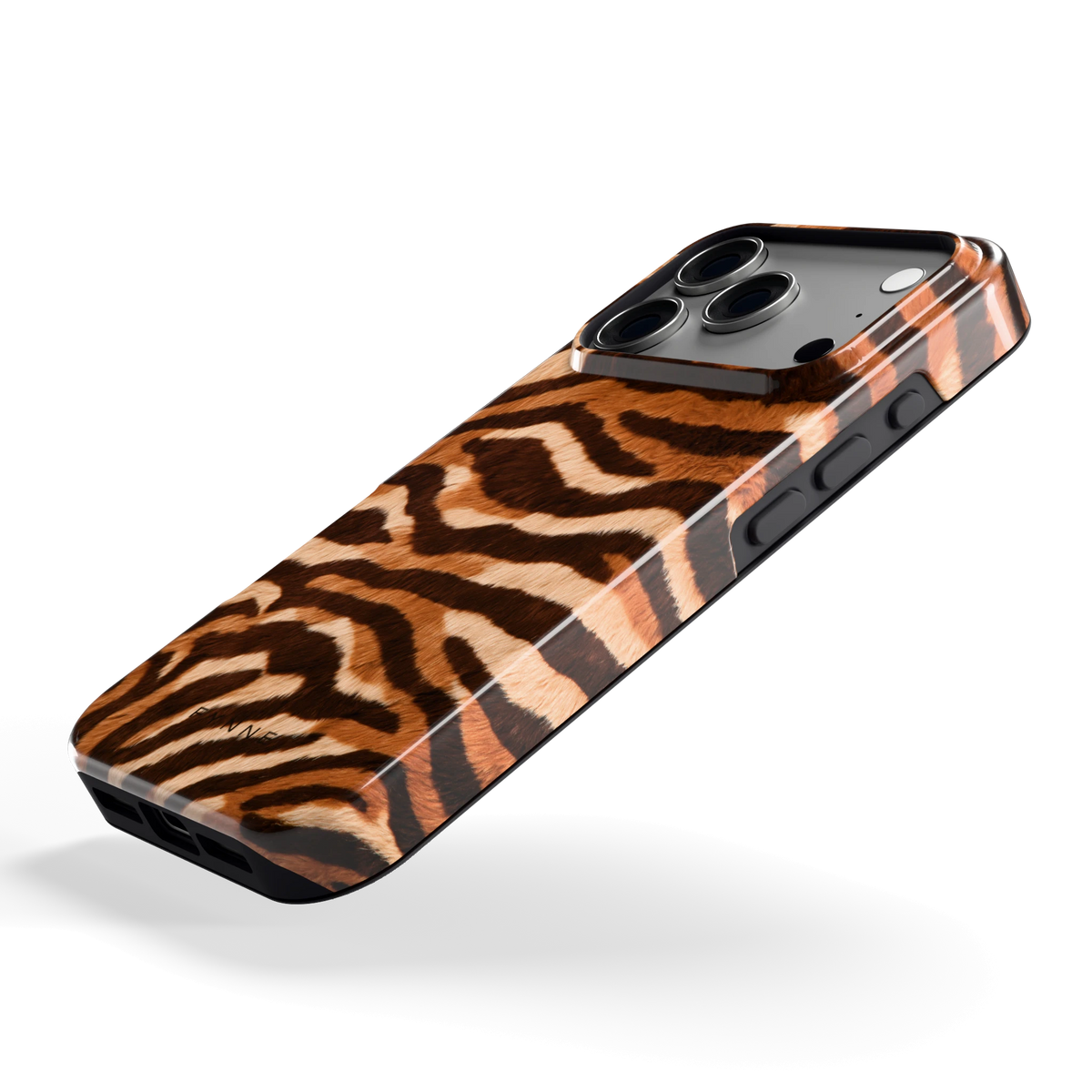 Caramel Zebra hoesje voor iPhone 17 Pro, schuin