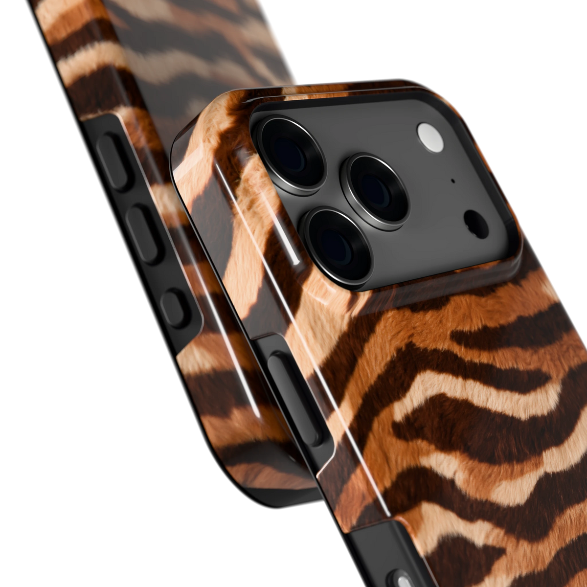 Caramel Zebra hoesje voor iPhone 17 Pro, close-up