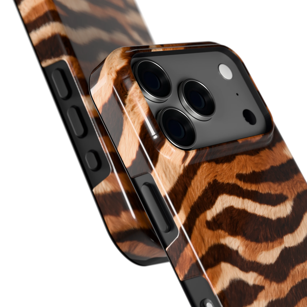 Caramel Zebra hoesje voor iPhone 18 Pro, close-up