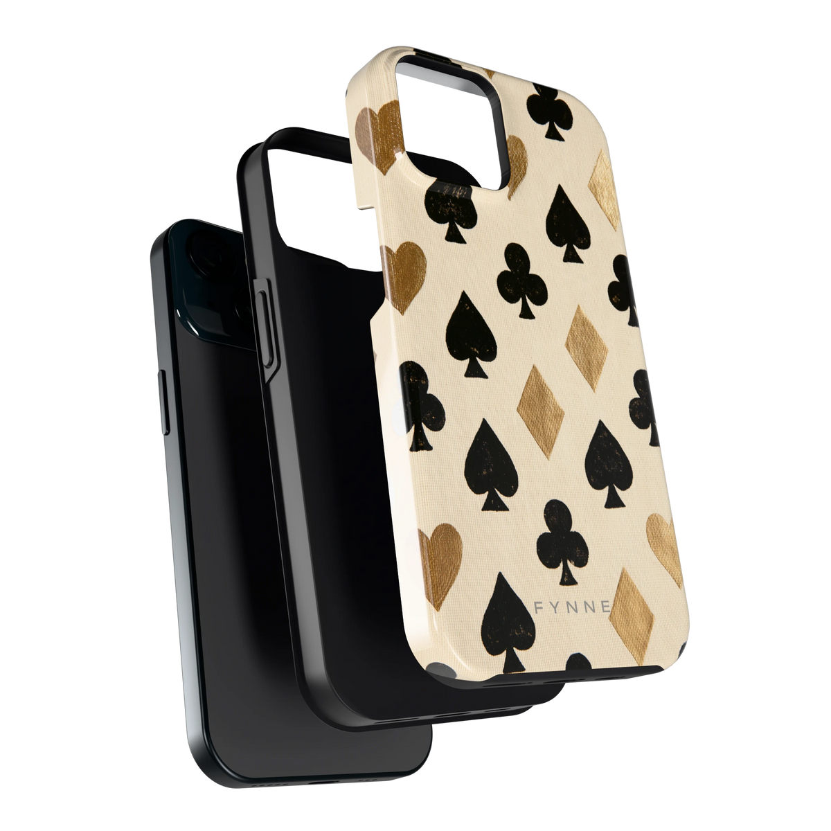 Kaartsymbolen hoesje voor iPhone 15, los van de telefoon