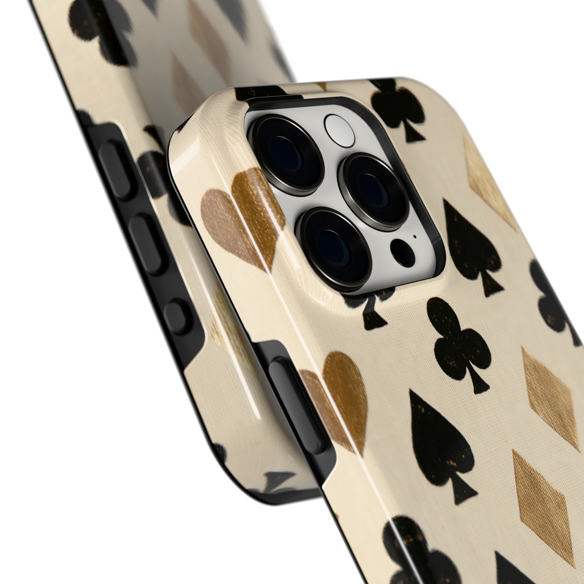 Kaartsymbolen hoesje voor iPhone 15 Pro, close-up