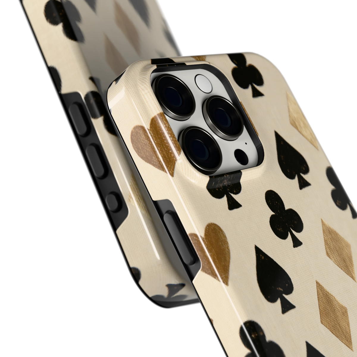 Kaartsymbolen hoesje voor iPhone 15 Pro Max, close-up