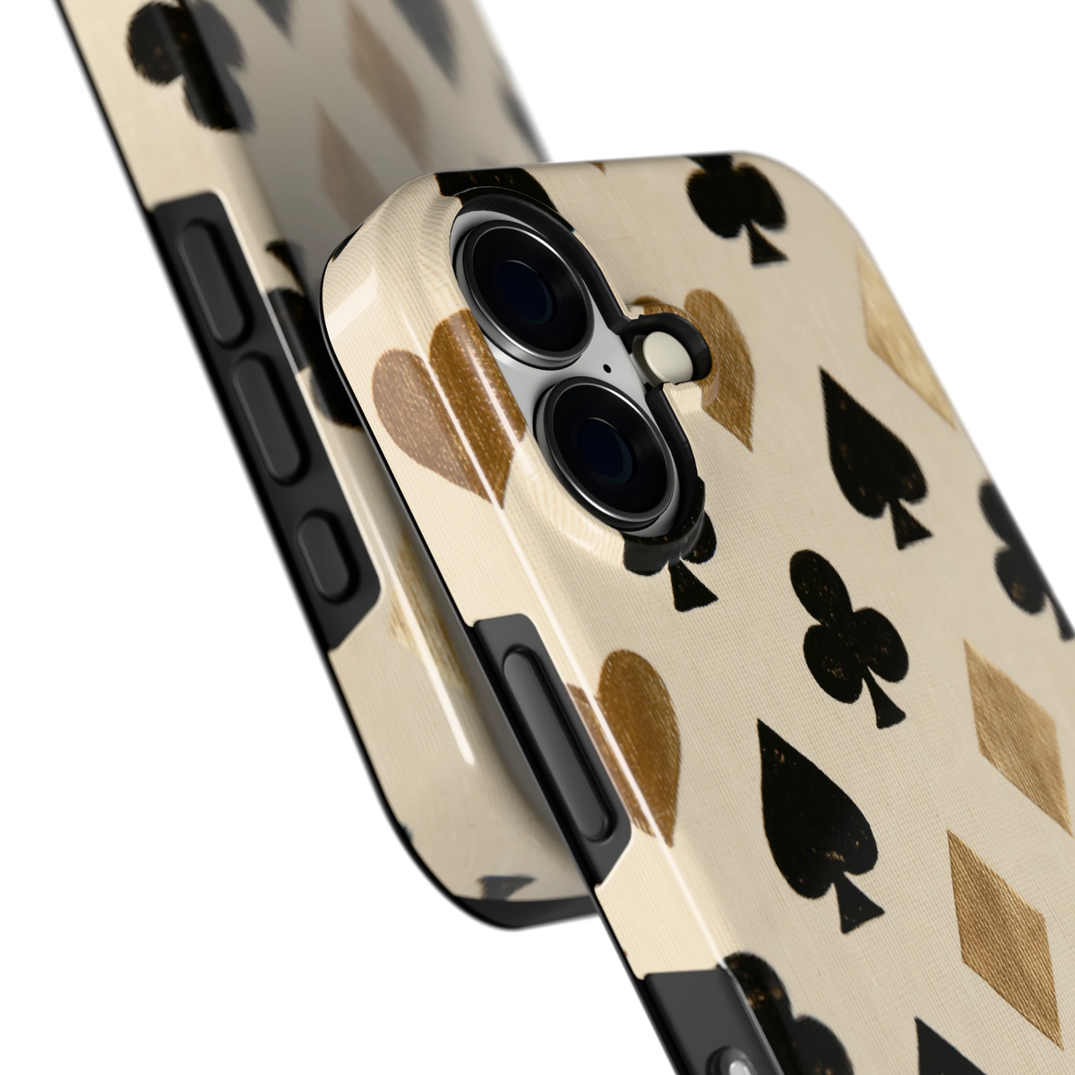 Kaartsymbolen hoesje voor iPhone 16, close-up