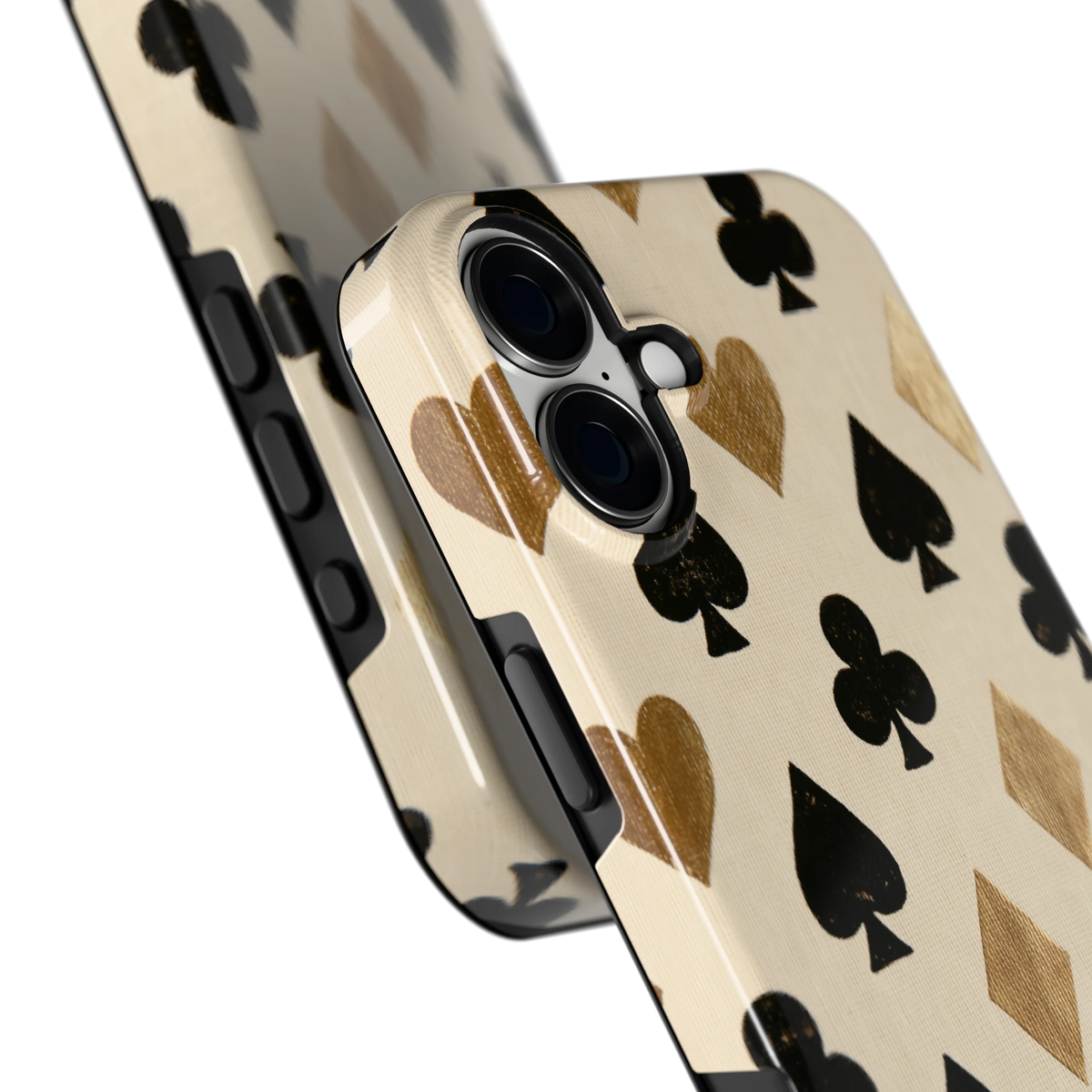 Kaartsymbolen hoesje voor iPhone 16 Plus, close-up