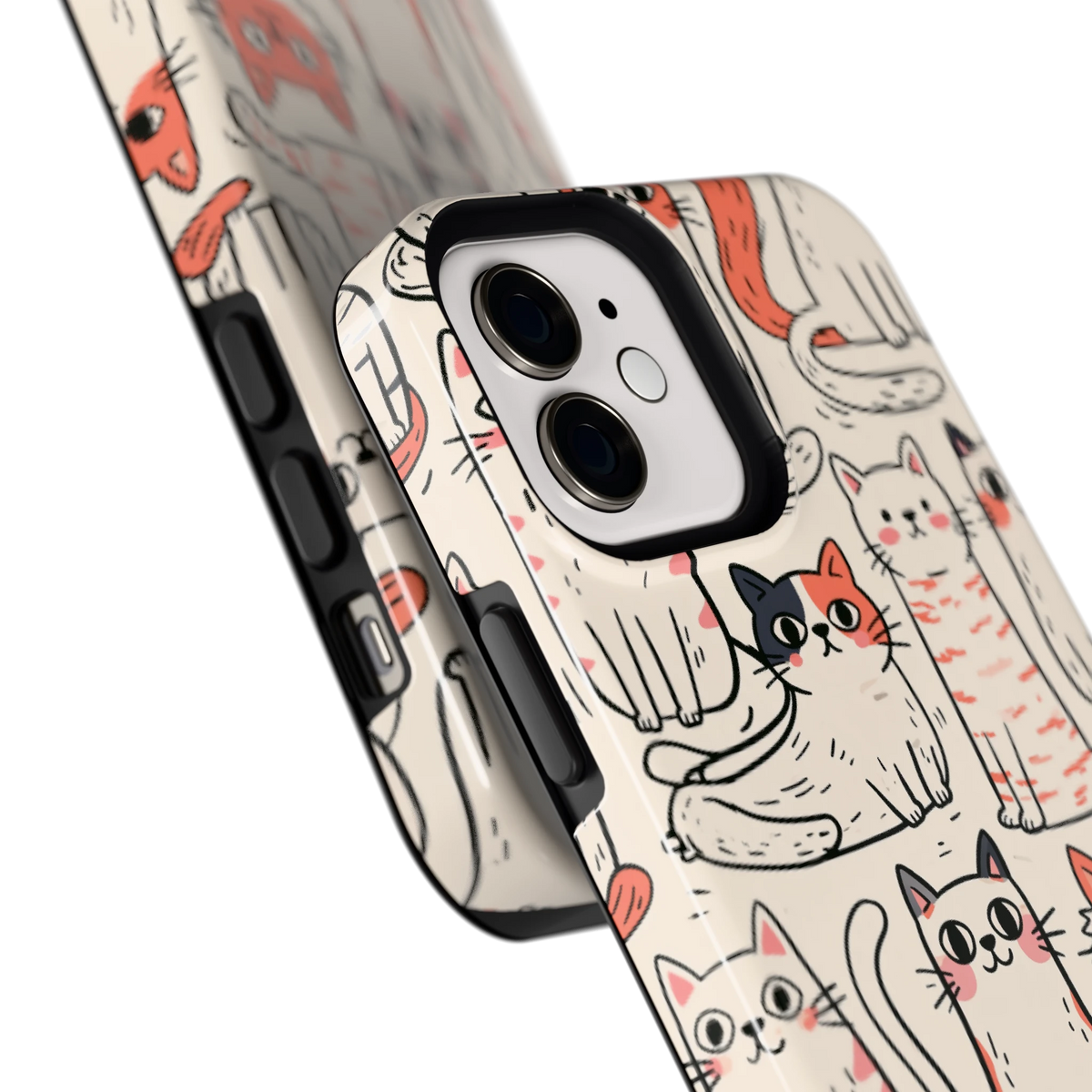 Kattenclub hoesje voor iPhone 12, close-up