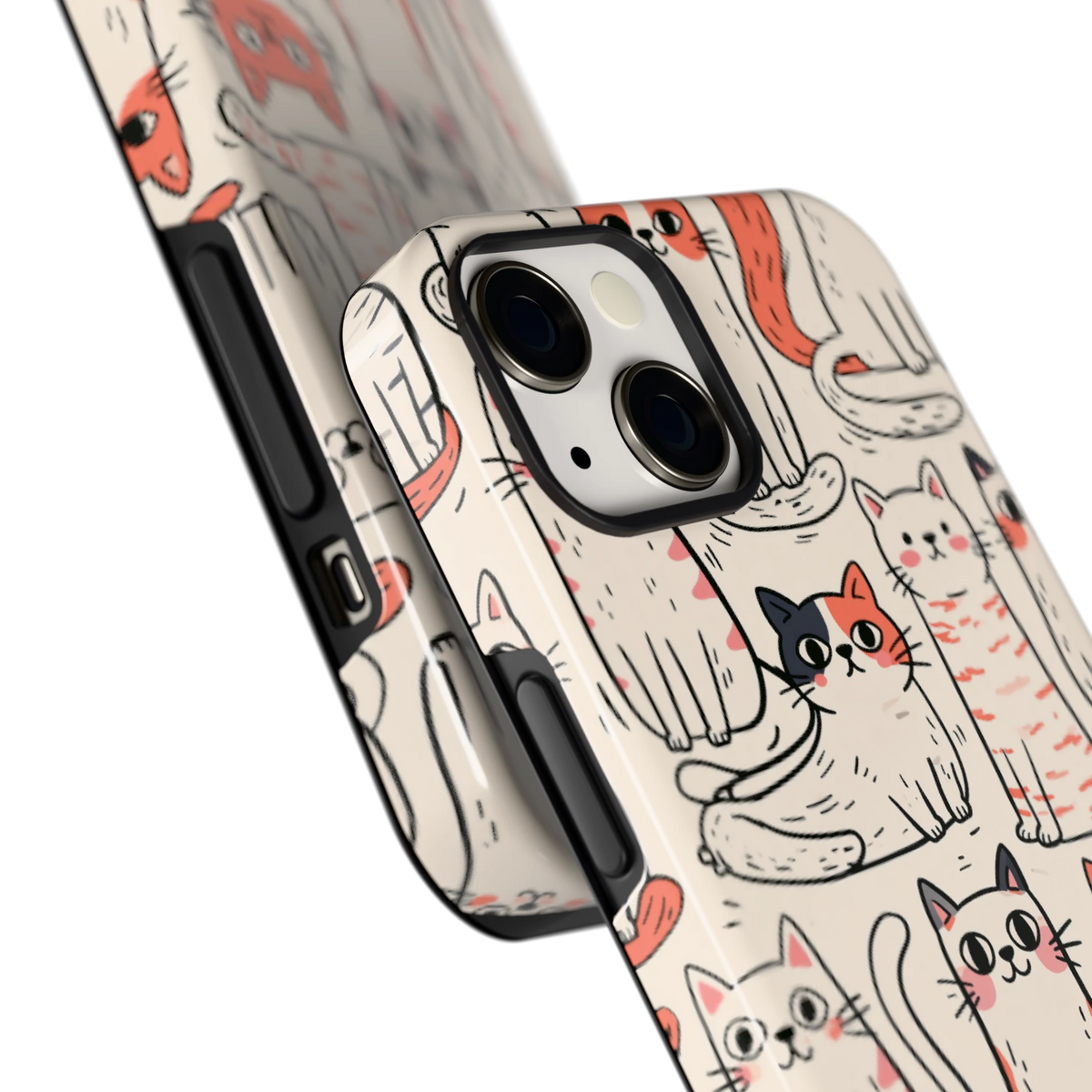 Kattenclub hoesje voor iPhone 13, close-up