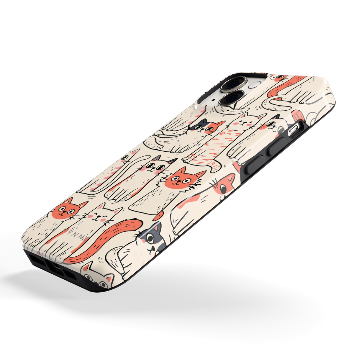 Kattenclub hoesje voor iPhone 14, schuin