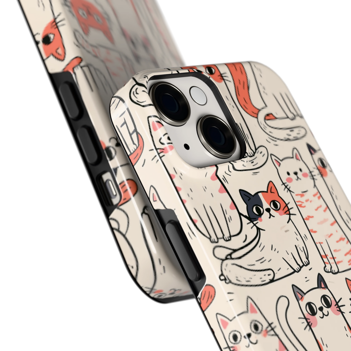 Kattenclub hoesje voor iPhone 14, close-up