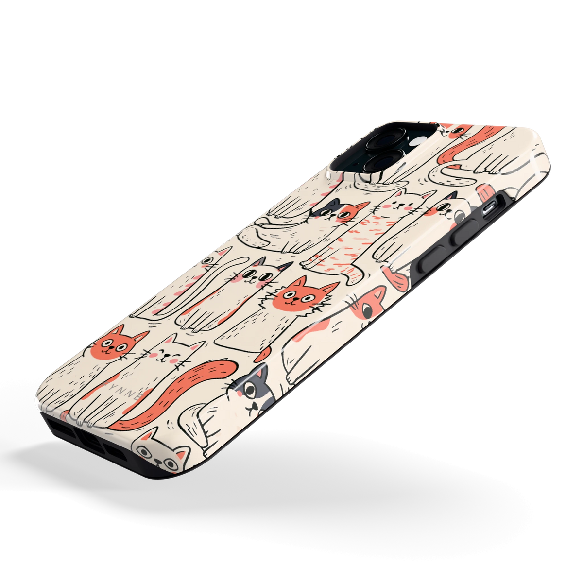 Kattenclub hoesje voor iPhone 15 Plus, schuin