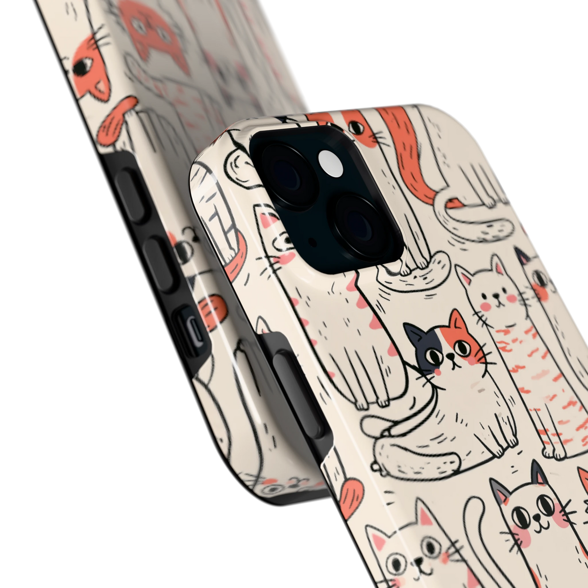Kattenclub hoesje voor iPhone 15 Plus, close-up