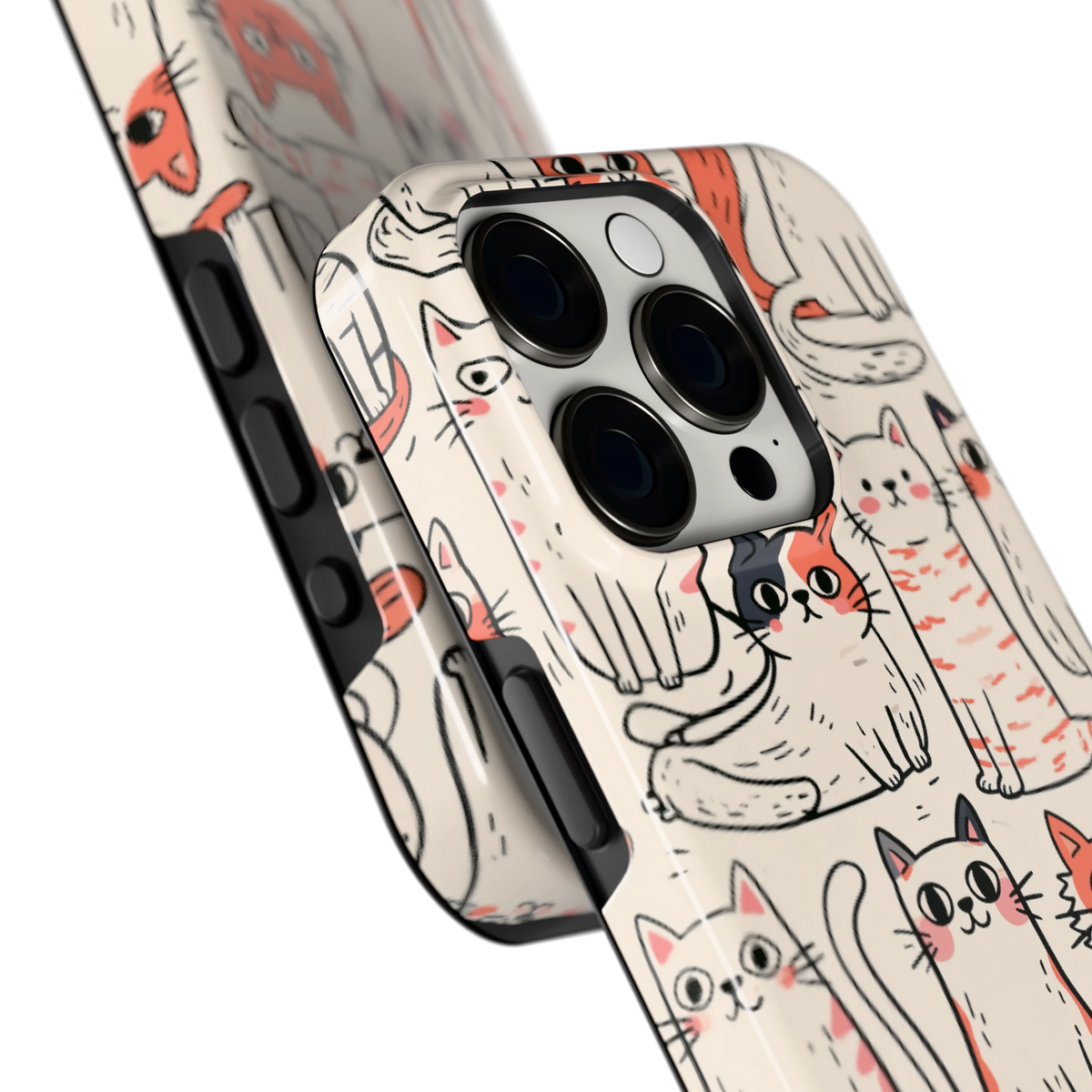 Kattenclub hoesje voor iPhone 15 Pro, close-up