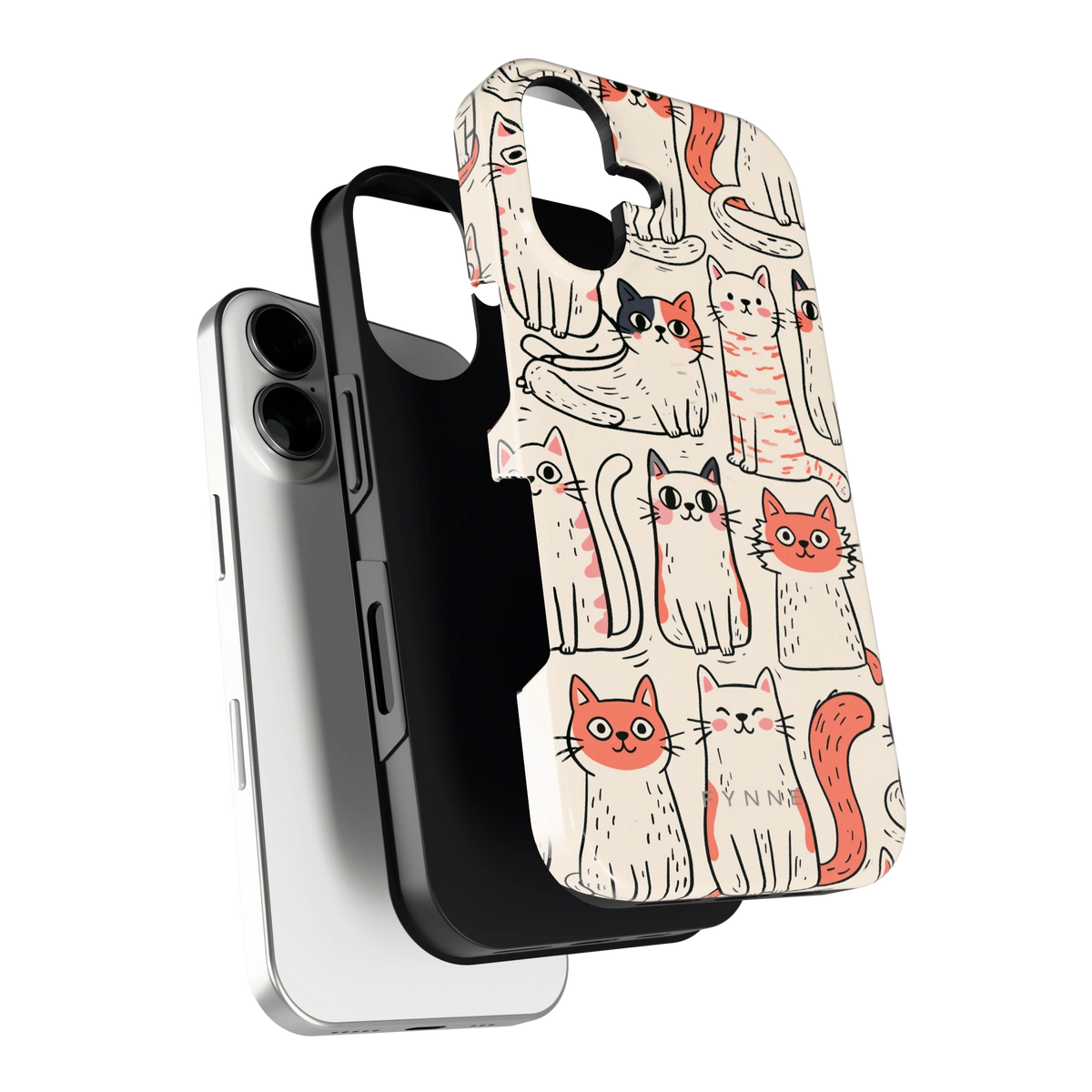 Kattenclub hoesje voor iPhone 16, los van de telefoon
