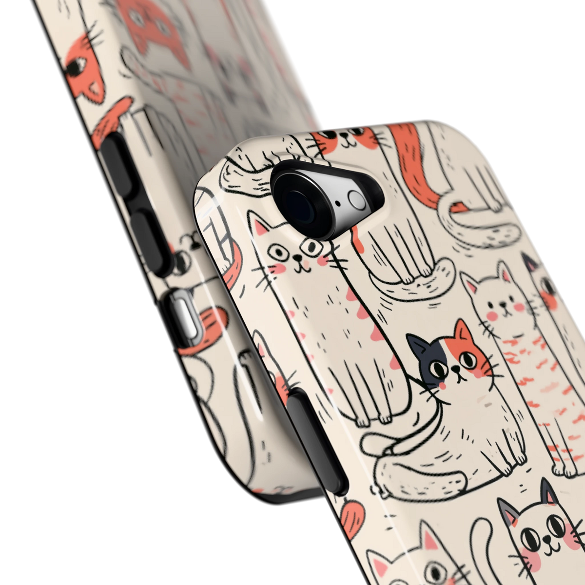 Kattenclub hoesje voor iPhone 16e, close-up