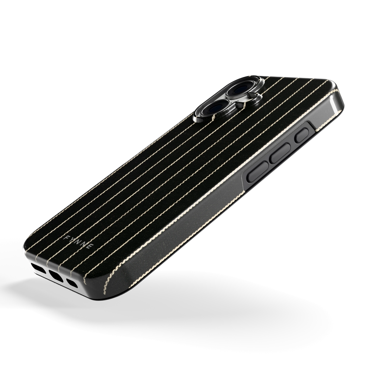 Krijtstreep hoesje voor iPhone 16, schuin