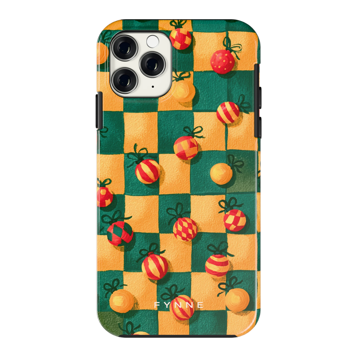 Geblokte Kerstballen hoesje voor iPhone 11 Pro, achterkant