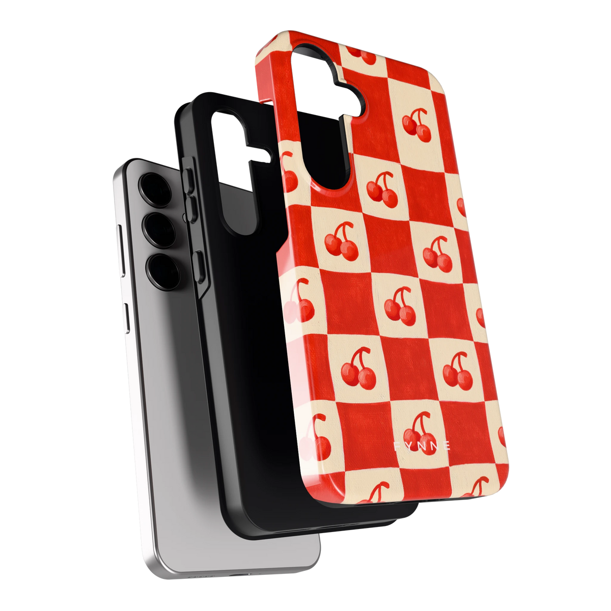 Kersen Schaakbord hoesje voor Galaxy S24, los van de telefoon