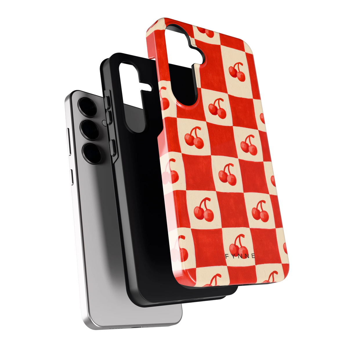 Kersen Schaakbord hoesje voor Galaxy S24+, los van de telefoon