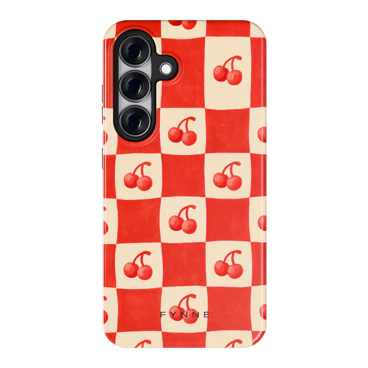 Kersen Schaakbord hoesje voor Galaxy S25, achterkant