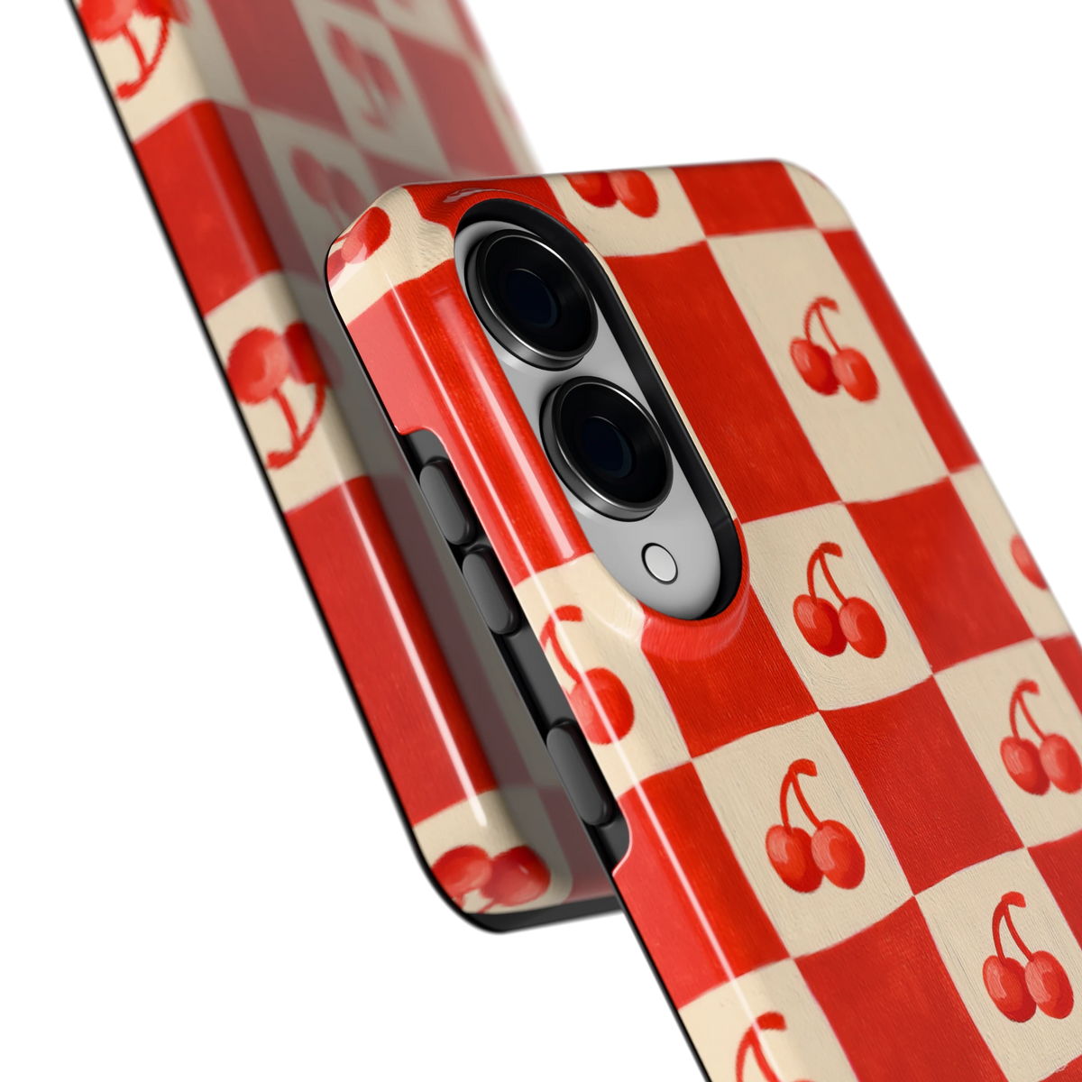 Kersen Schaakbord hoesje voor Galaxy S25 Edge, close-up