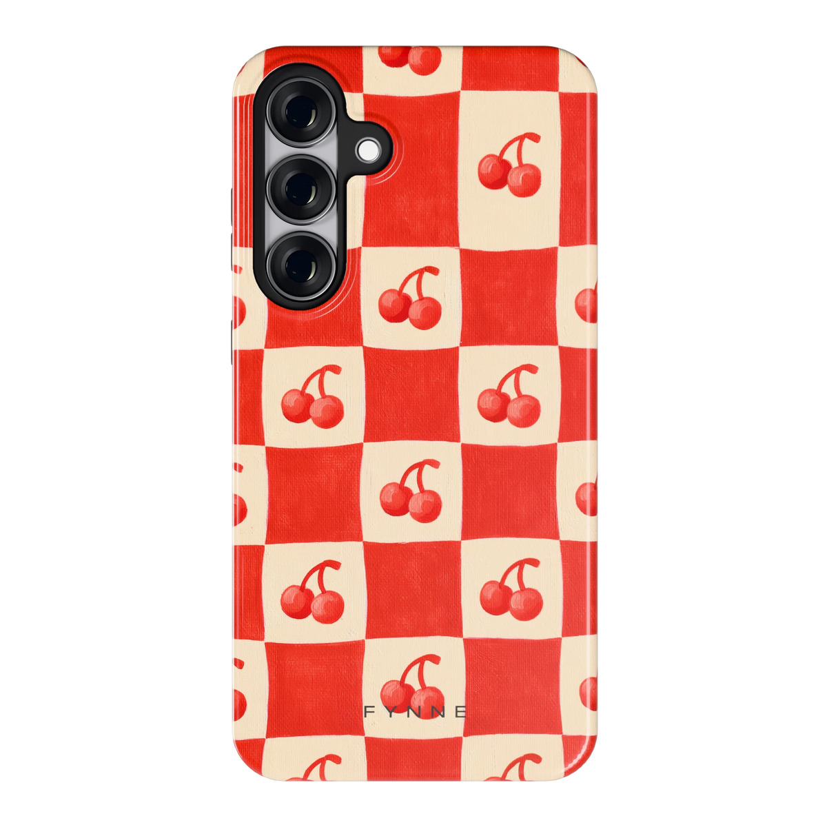 Kersen Schaakbord hoesje voor Galaxy S25+, achterkant