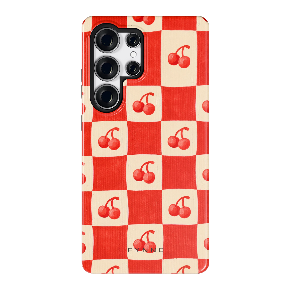 Kersen Schaakbord hoesje voor Galaxy S25 Ultra, achterkant