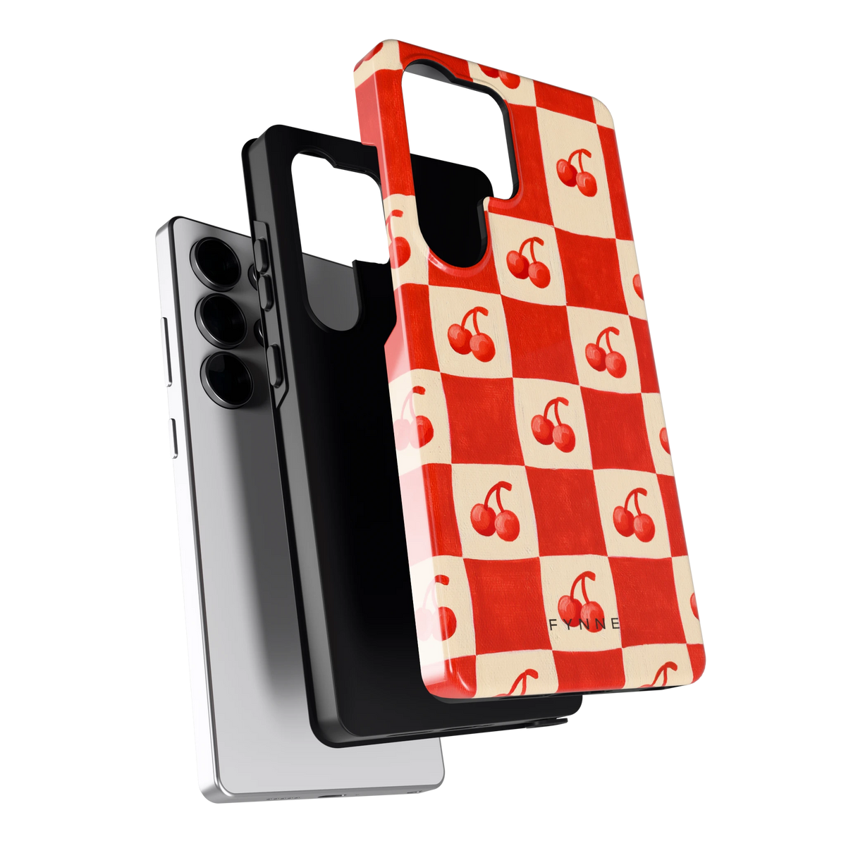 Kersen Schaakbord hoesje voor Galaxy S25 Ultra, los van de telefoon