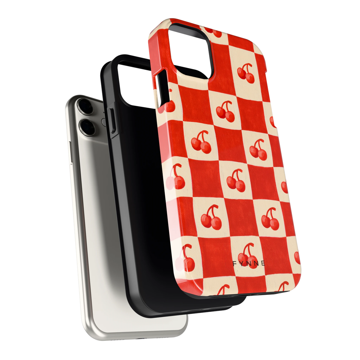 Kersen Schaakbord hoesje voor iPhone 11, los van de telefoon