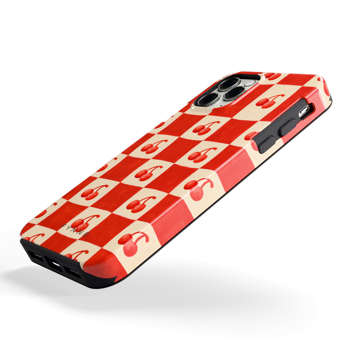 Kersen Schaakbord hoesje voor iPhone 11 Pro, schuin