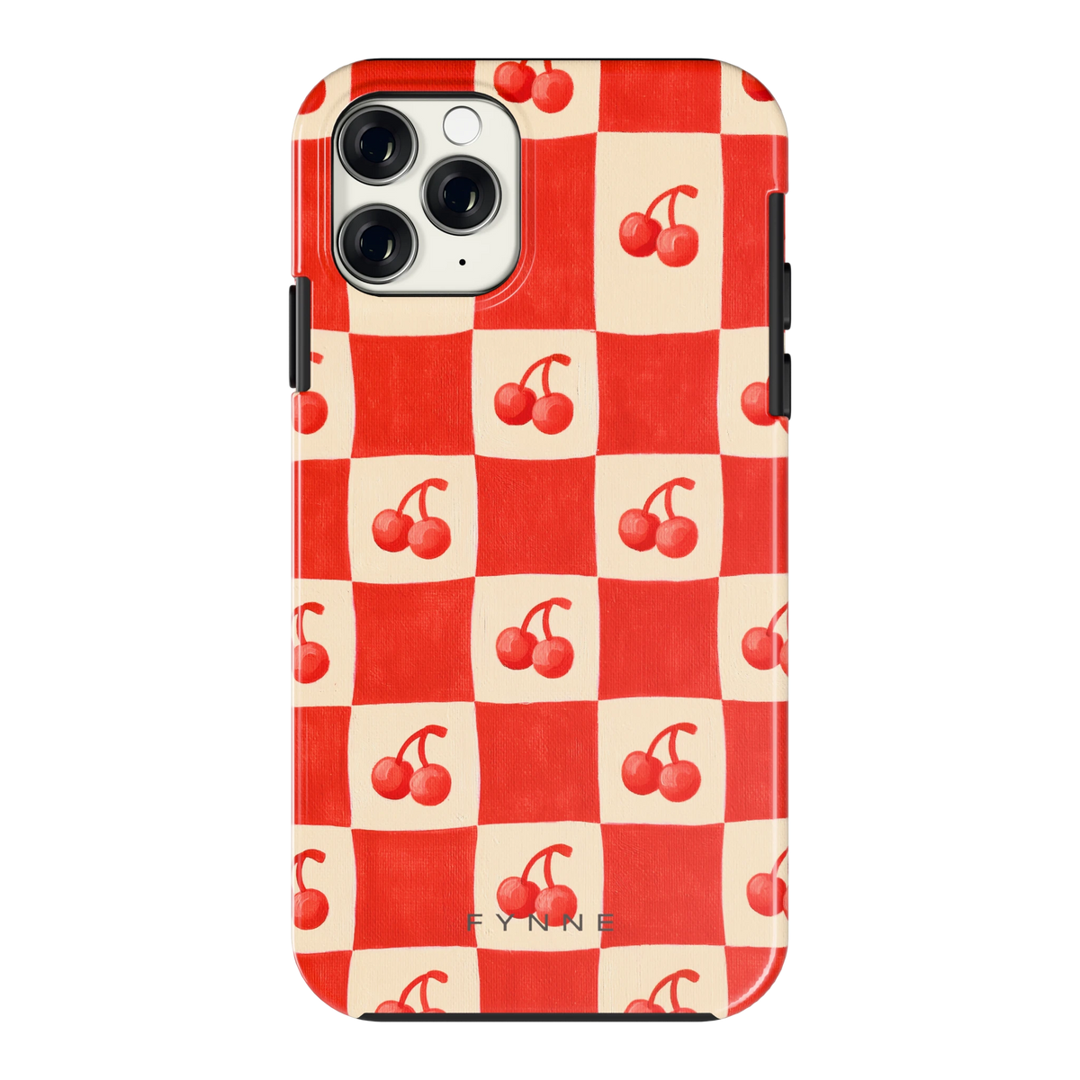 Kersen Schaakbord hoesje voor iPhone 11 Pro, achterkant